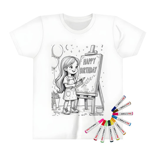 Kid's t-shirt with colorful birthday painting design