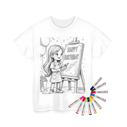 Birthday painting t-shirt for kids and adults, unisex birthday art tee