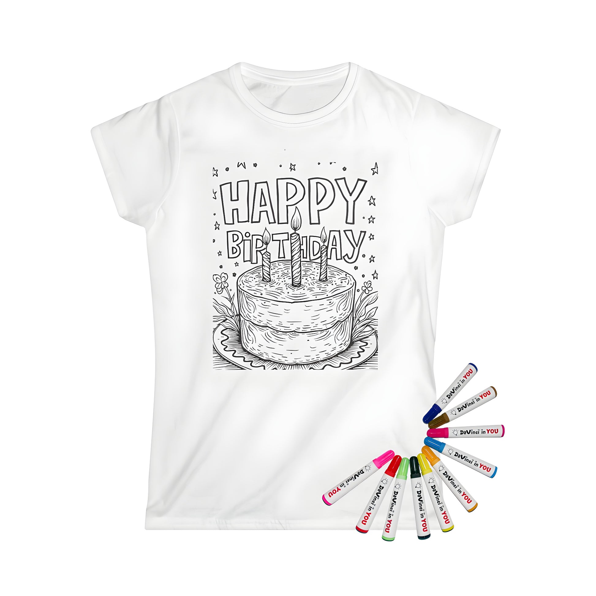 Birthday Party Dressing Gown, Women's Gift, Happy Birthday Design on Black and White T-Shirt