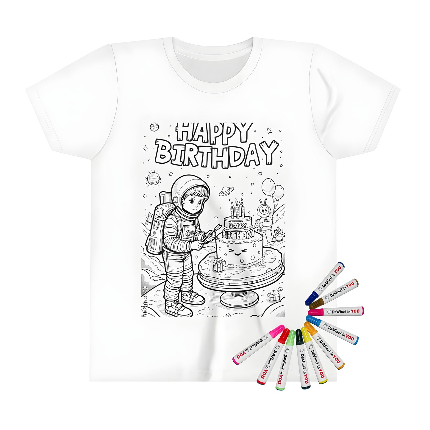 Kid's t-shirt with astronaut birthday design