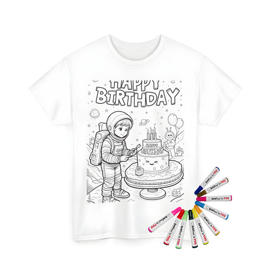 Unisex T-shirt featuring astronaut birthday boy design