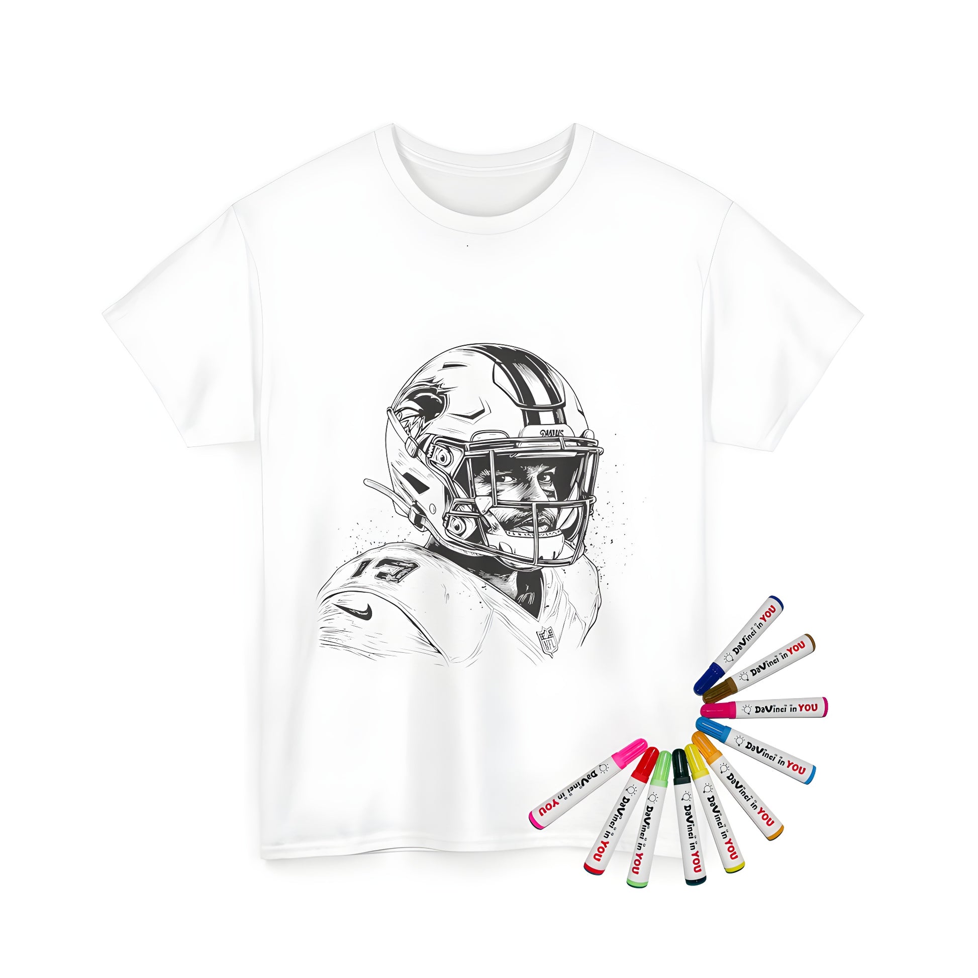 Unisex t-shirt with detailed American football player illustration design