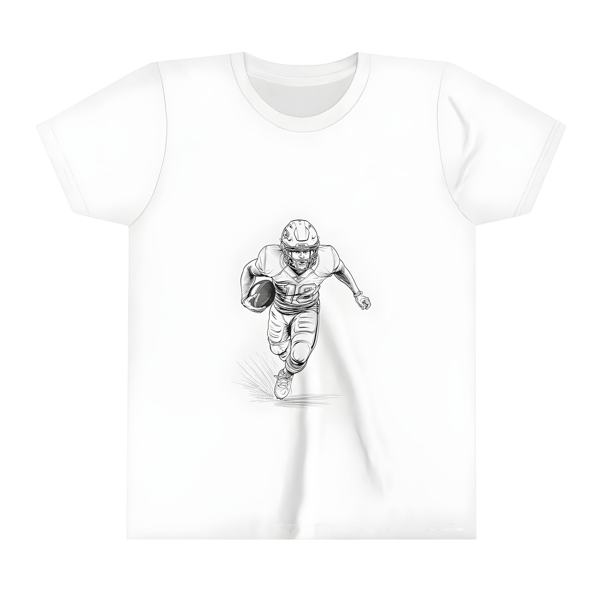 Kid's football jersey featuring a vintage illustration of an athlete running with the ball