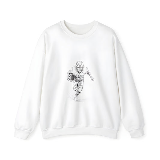 NFL Football Jersey Inspired Graphic Sweatshirt for Men - Black and White Sketch of Quarterback Running with Ball