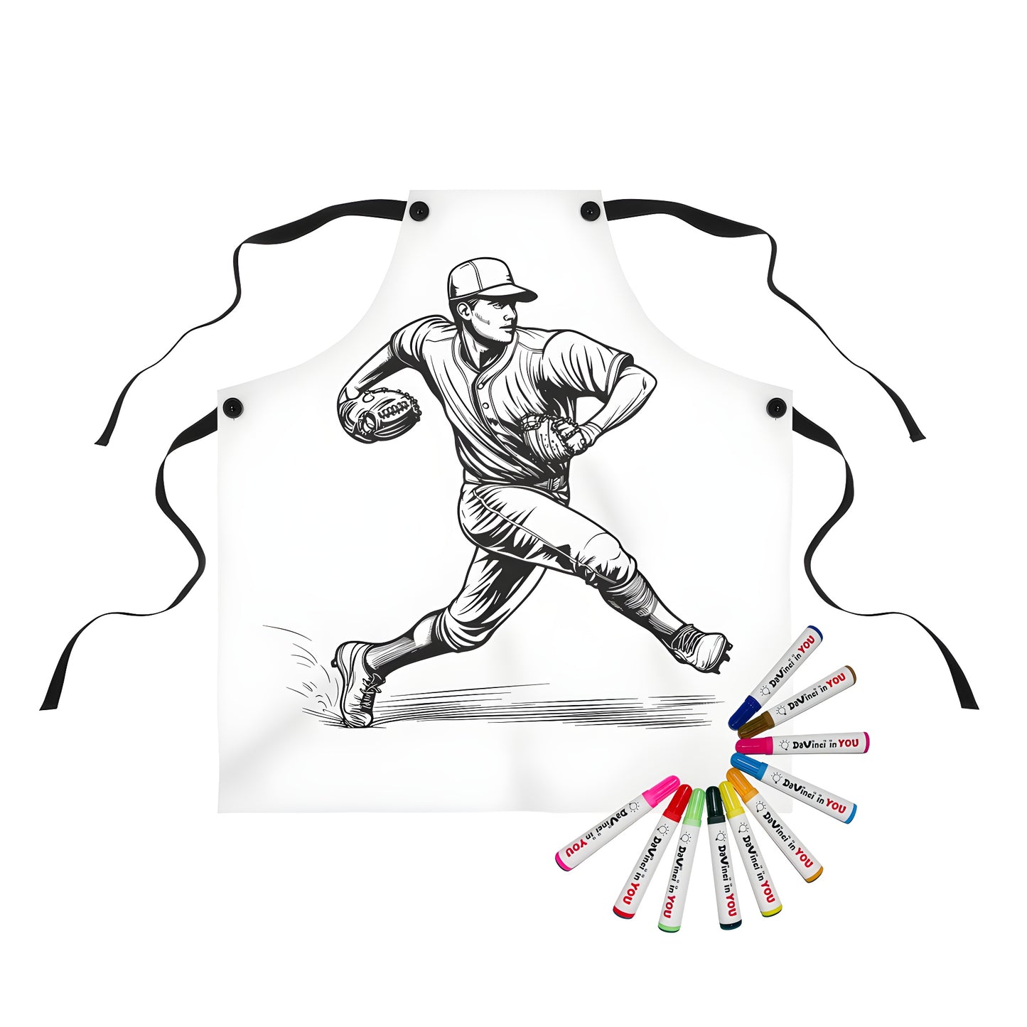 Coloring apron with baseball design, perfect for sports fans and artists