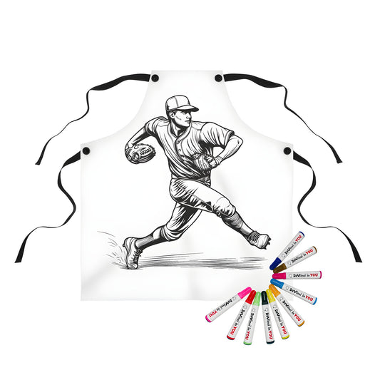 Coloring apron with baseball design, perfect for sports fans and artists