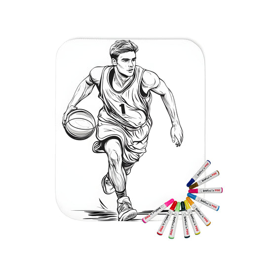 Basketball player illustration on cozy blanket