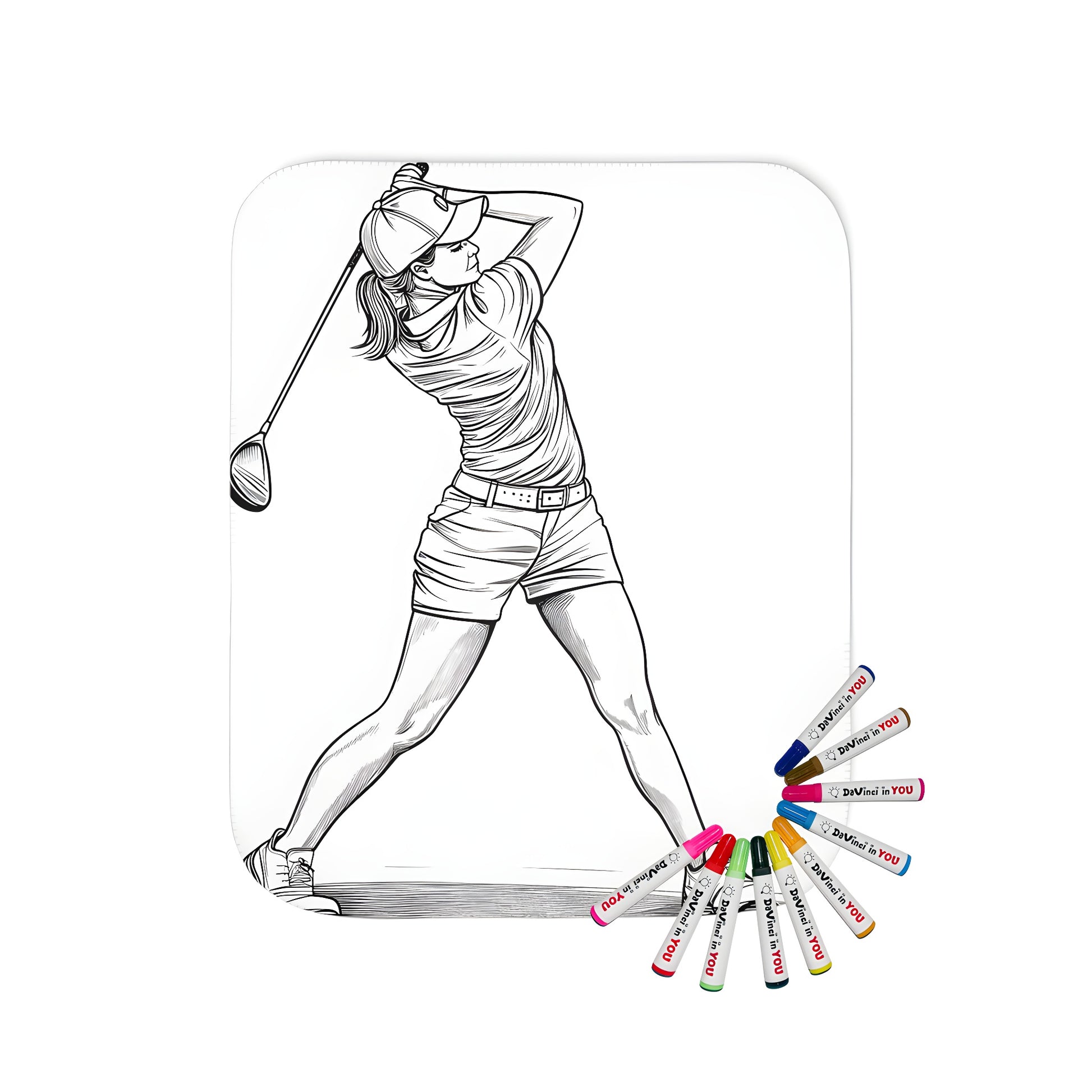 Blanket featuring a beautiful golfer lady illustration