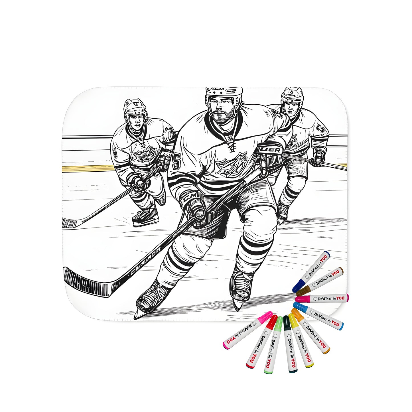 Coloring blanket with ice hockey theme