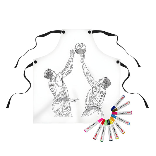 Coloring kit apron with 2 basketball players design - Athletes, Sports