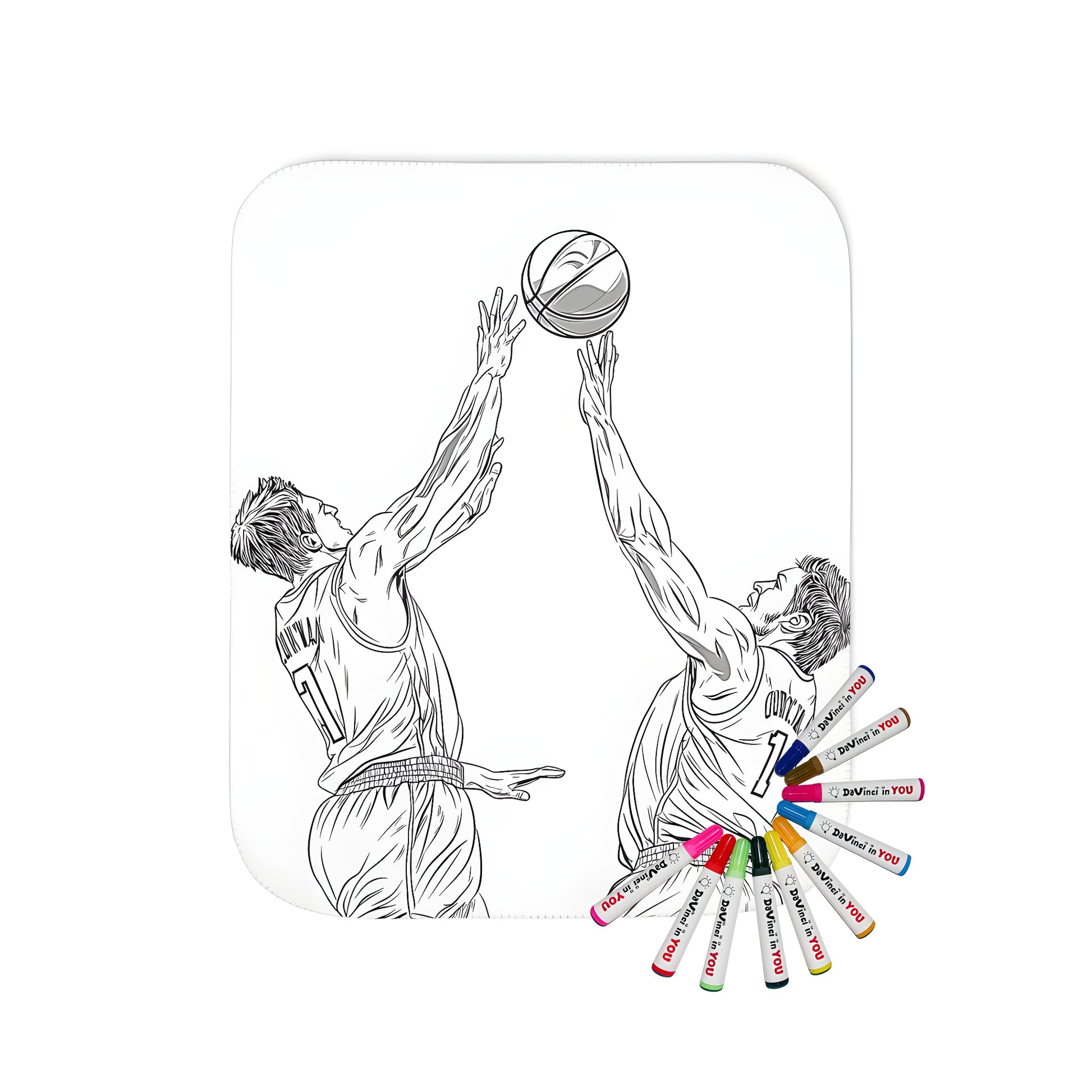 Athletic team blanket with colorful basketball players design