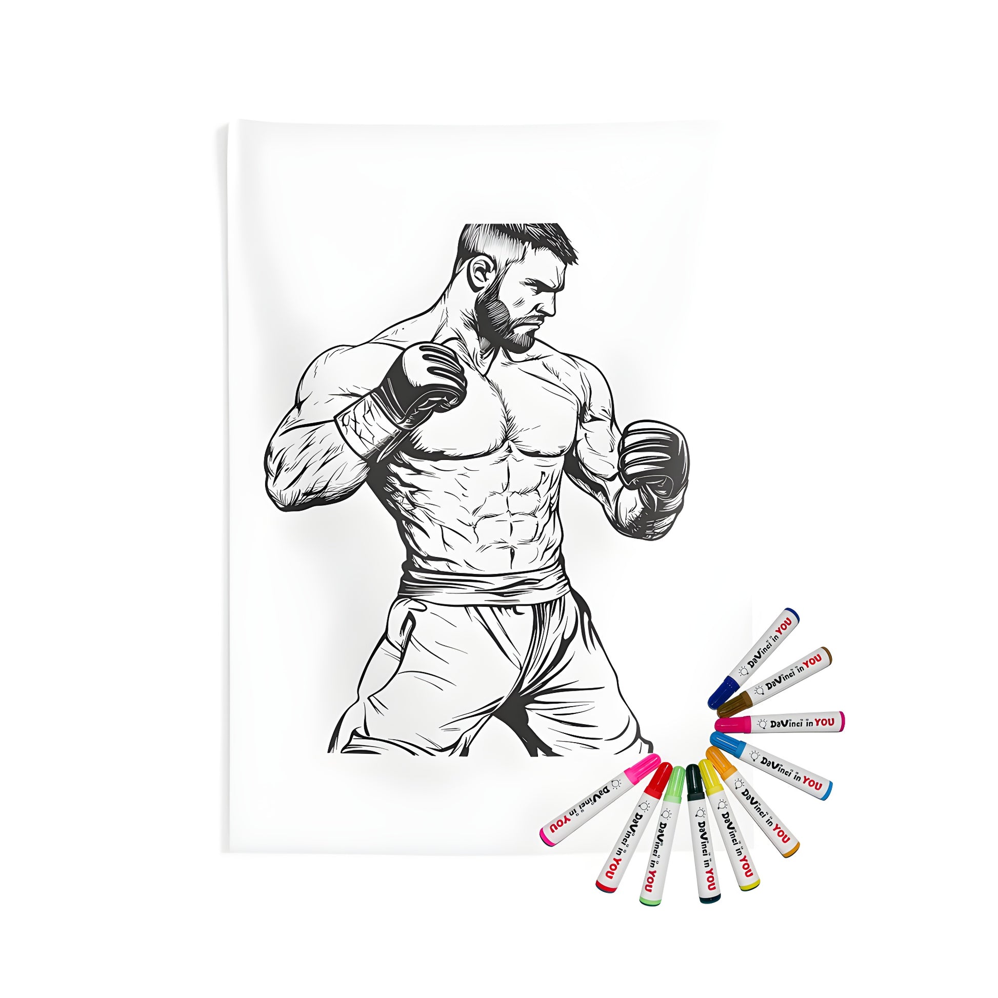 Indoor wall tapestry with boxing design and inspirational quote