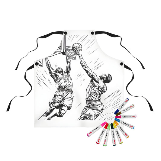 Basketball apron with colorful illustration of two intense players in action