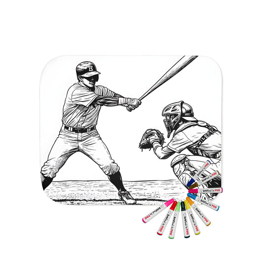 Blanket with action scene design, featuring a baseball batter at the plate