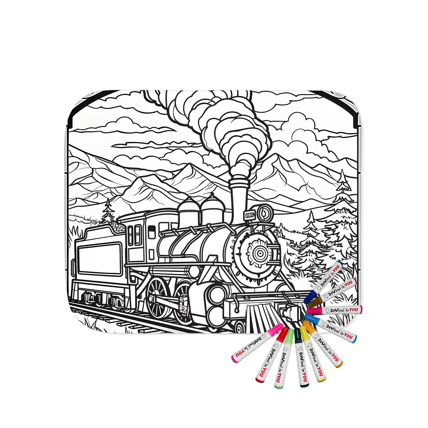 Cozy blanket with intricate steam engine design