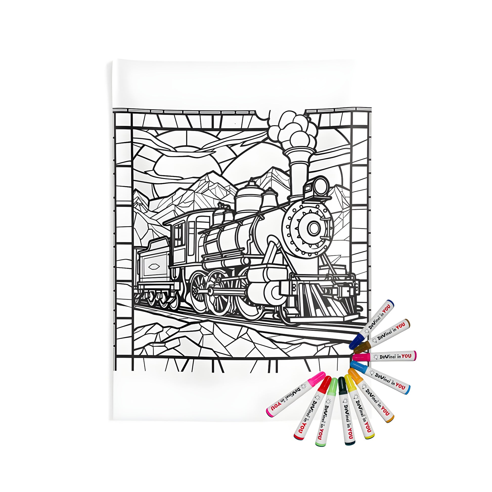 Decorative indoor wall tapestries featuring steam train designs, perfect for railroad enthusiasts and train lovers. Beautifully crafted with vibrant colors.