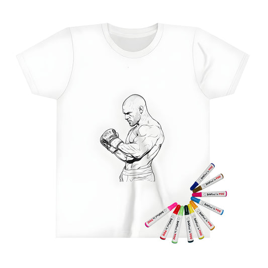 Kid's boxing-themed t-shirt with colorful markers for a fun and unique coloring experience