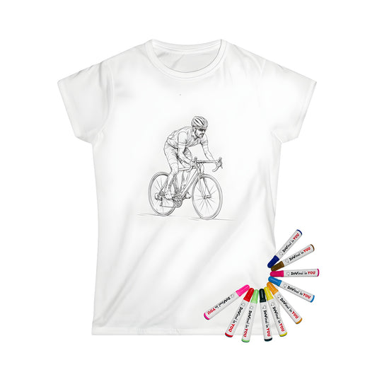 Women's t-shirt with cycling road bike rider design