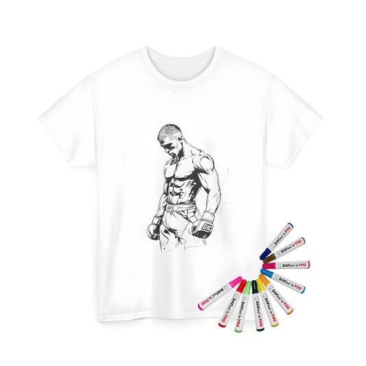 Unisex T-shirt with a boxers illustration, strong and determined figure, great for boys and girls, men and women