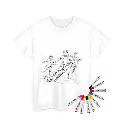 Football themed coloring kit with 10 vibrant fabric markers for a fun unisex t-shirt design