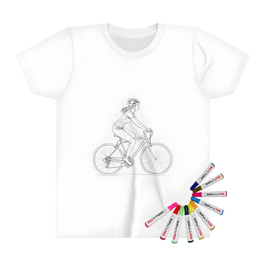 A fun kids t-shirt with a cycling theme