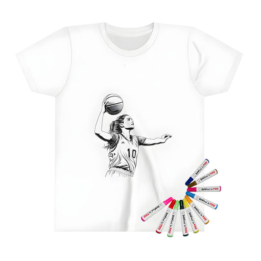 Kid's T-shirt with fun basketball theme design, perfect for kids who love sports