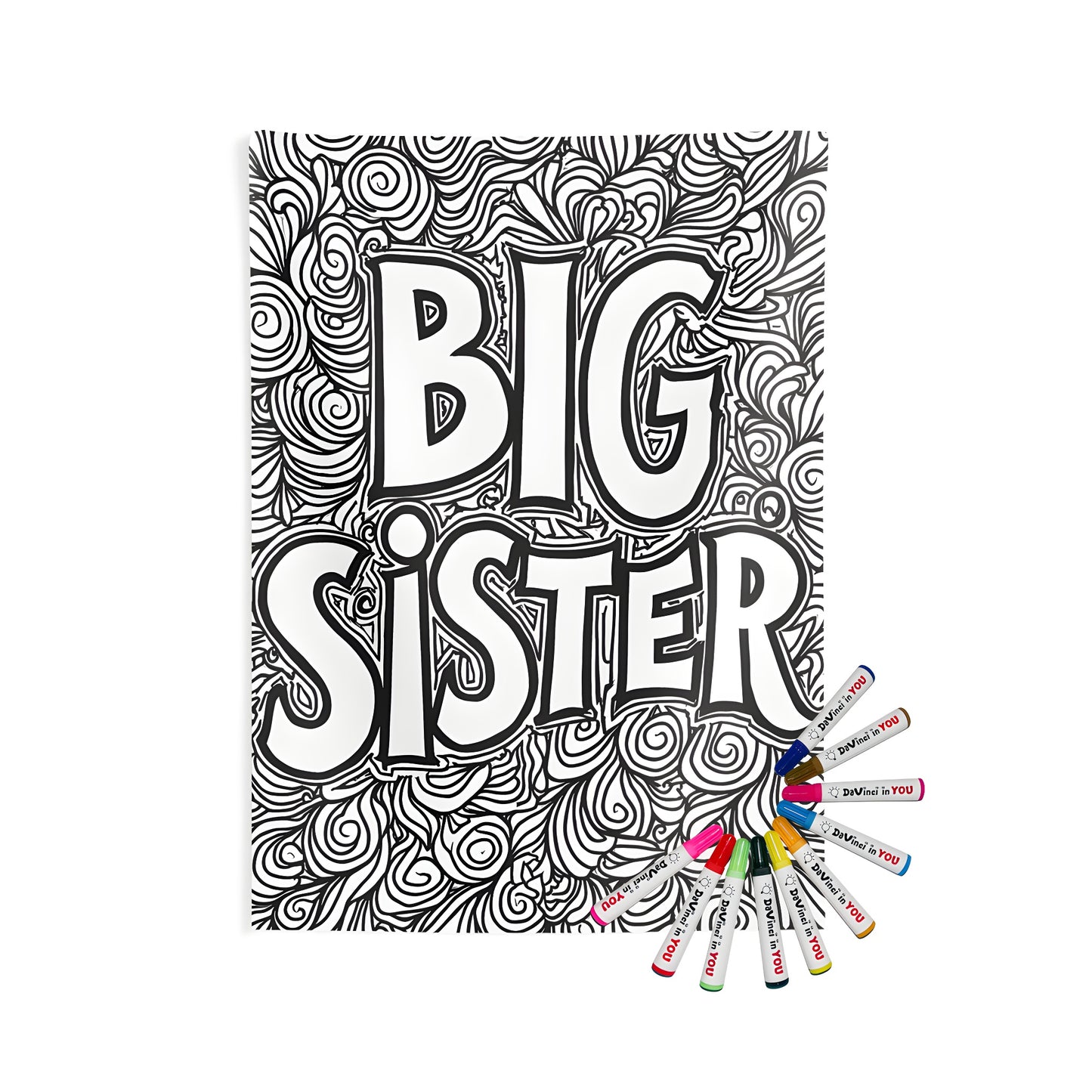 Large Indoor Wall Tapestry for big sister's room, wall hanging with bold 'BIG SISTER' letters, colorful and elegant home decor