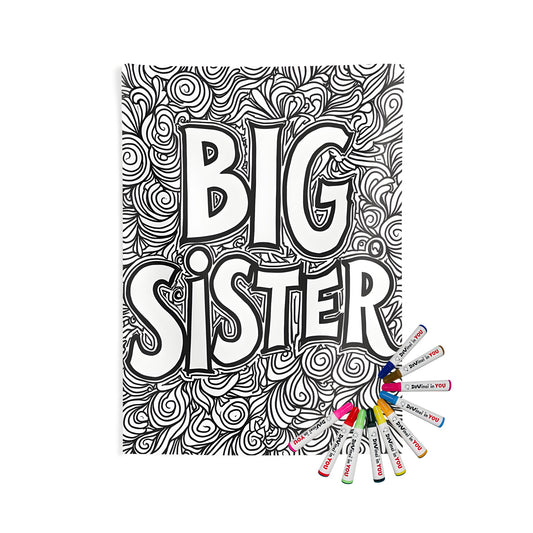 Large Indoor Wall Tapestry for big sister's room, wall hanging with bold 'BIG SISTER' letters, colorful and elegant home decor