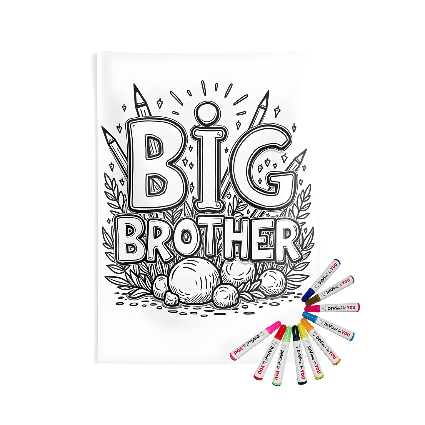 Indoor Wall Tapestries for brother, sister, sibling decor with 10 vibrant fabric markers - perfect for kids and adults alike