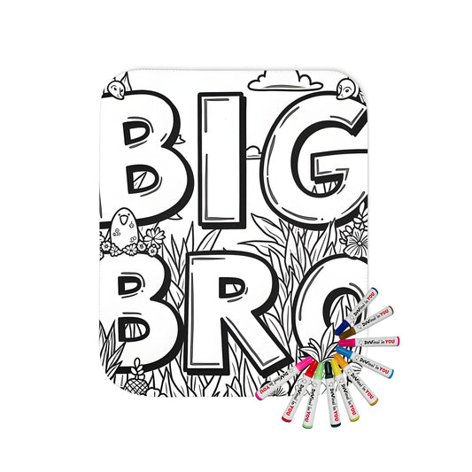 Blanket with Big Brother themed design featuring 'BIG BRO' and decorative elements