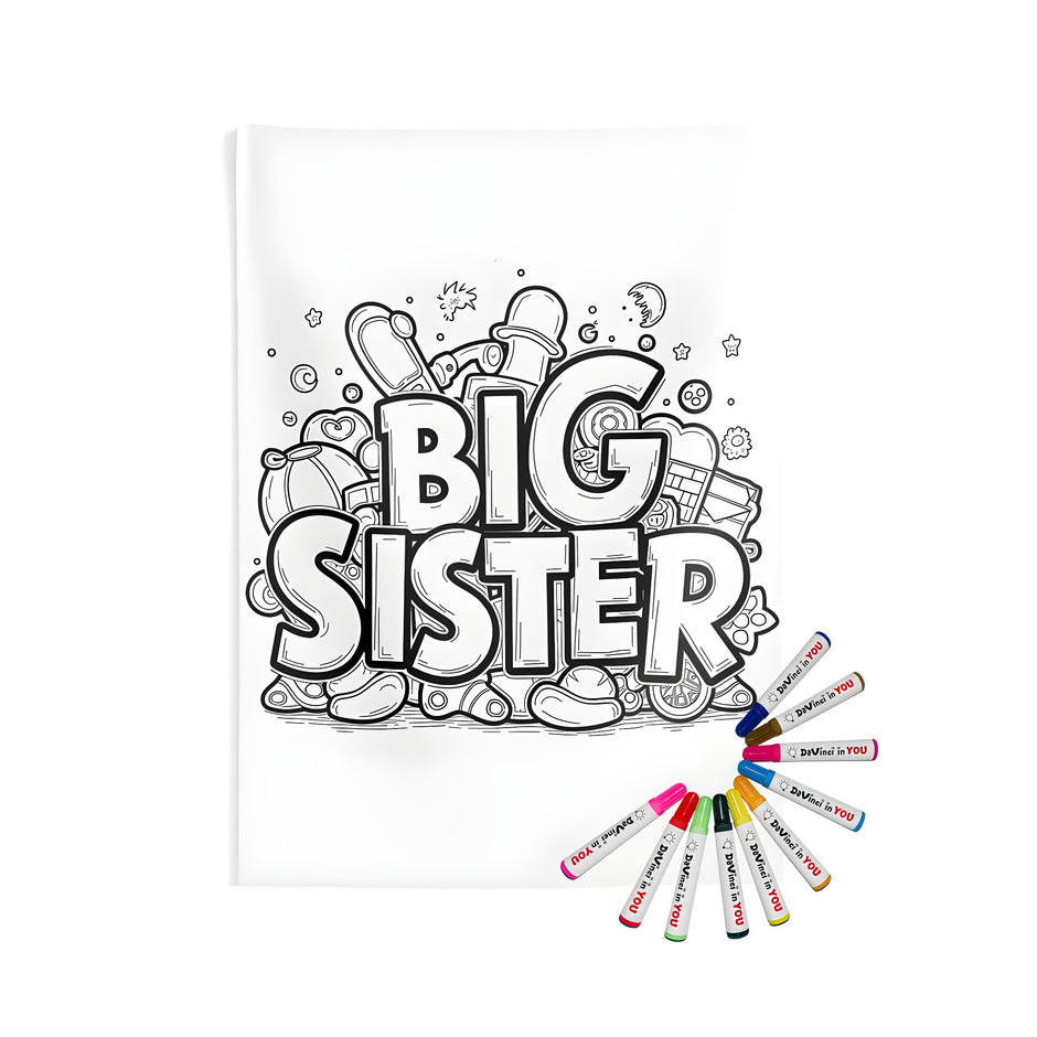 FREE Big Sister Coloring Page - Printable Download 🎂 – Davinci in You