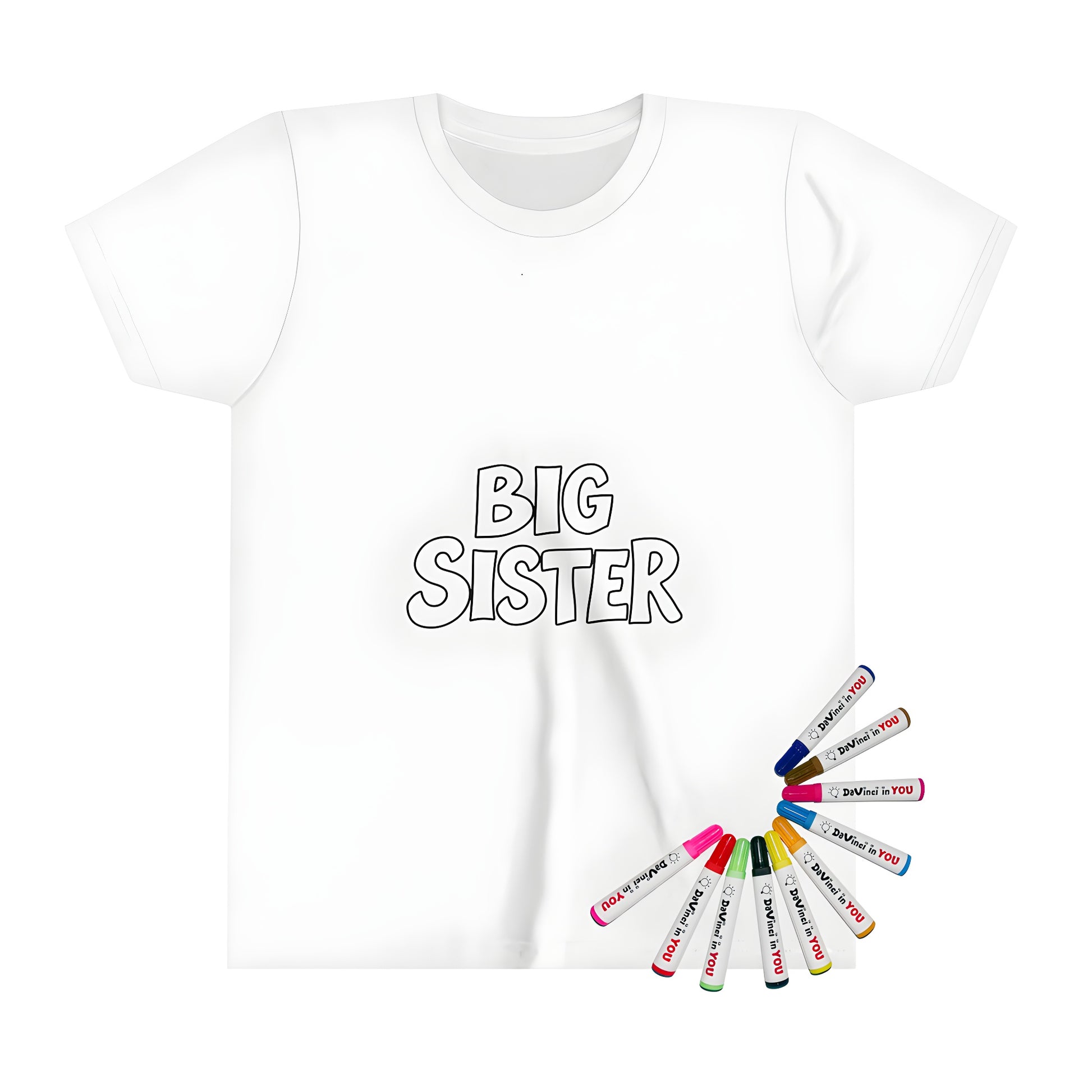 Siblings, brother sister, kid's t-shirt with playful 'Big Sister' design