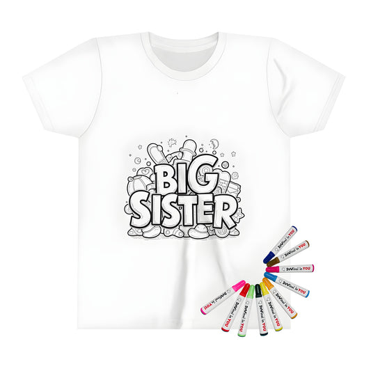 Kids t-shirt coloring kit with sibling design