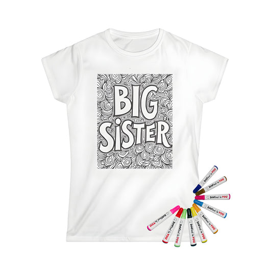 Women's t-shirt with a cute and colorful Big Sis design, perfect for little sisters