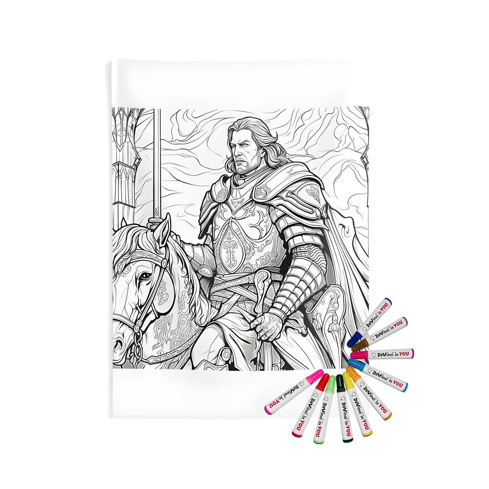 Medieval knight artwork for indoor wall tapestry