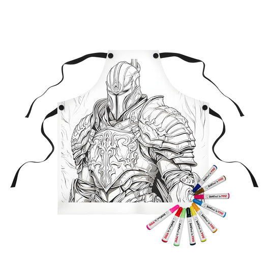 Colorful armored knight apron with fabric markers