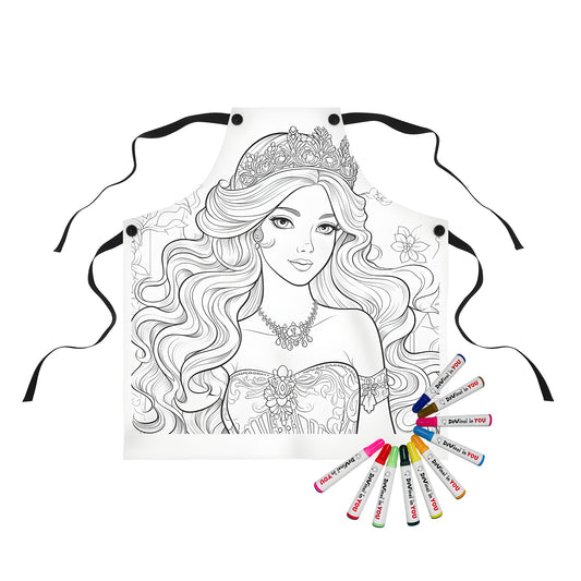 Apron with royal princess coloring page design