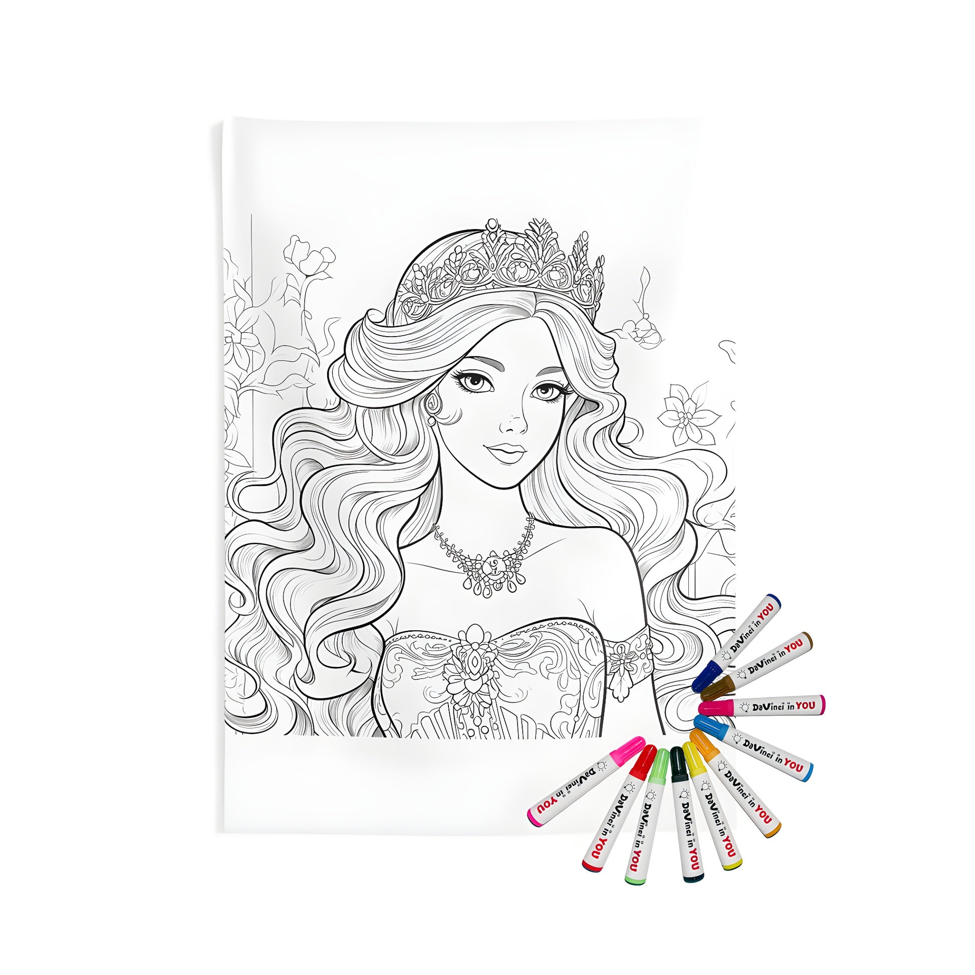 Indoor wall tapestries princess theme with detailed coloring page design