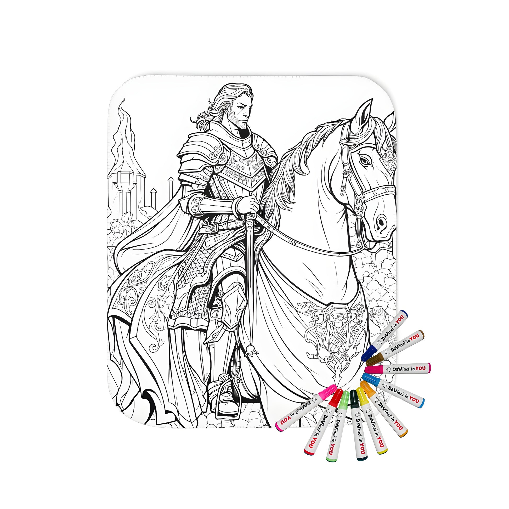 Blanket with knight and horse design