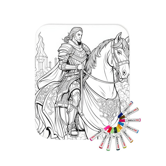 Blanket with knight and horse design