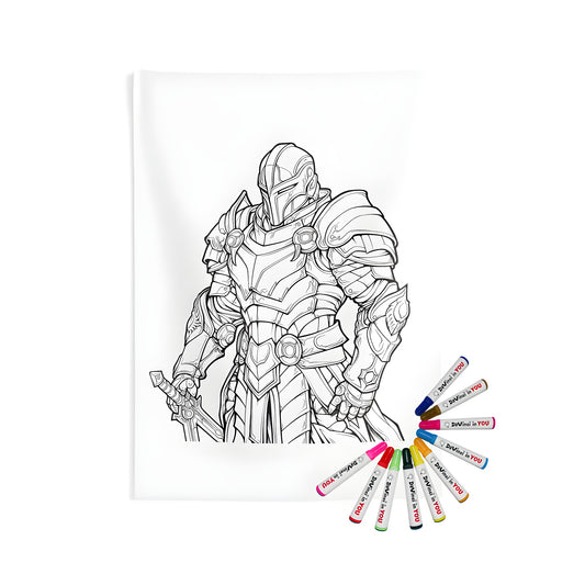 Cozy home decor wall tapestries with medieval knight designs and illustrations of armored knights