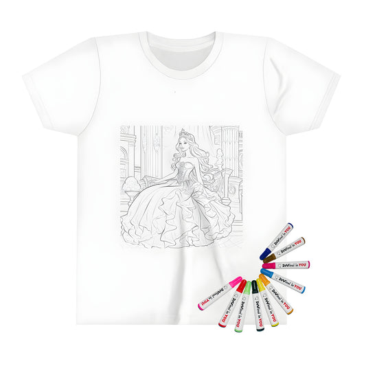 Royal Princess T-shirt for kids, princess dress coloring book design, fun activity gift