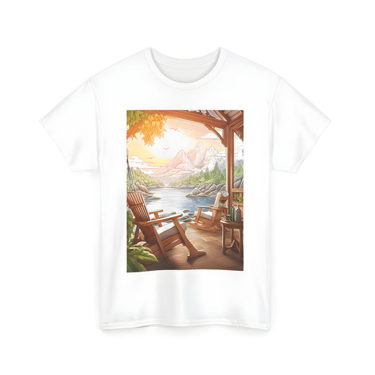 Serene lake views on a unisex t-shirt