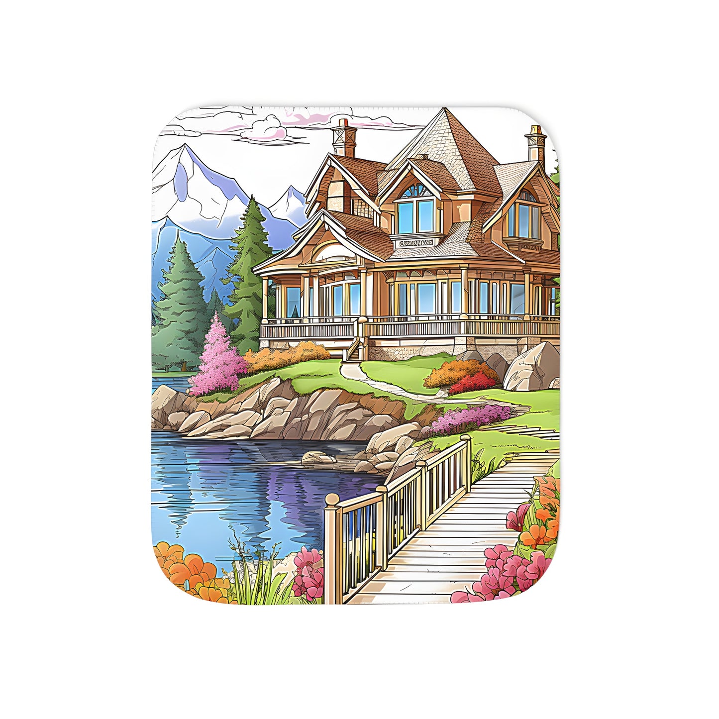 Colorful lakeside cabin blanket