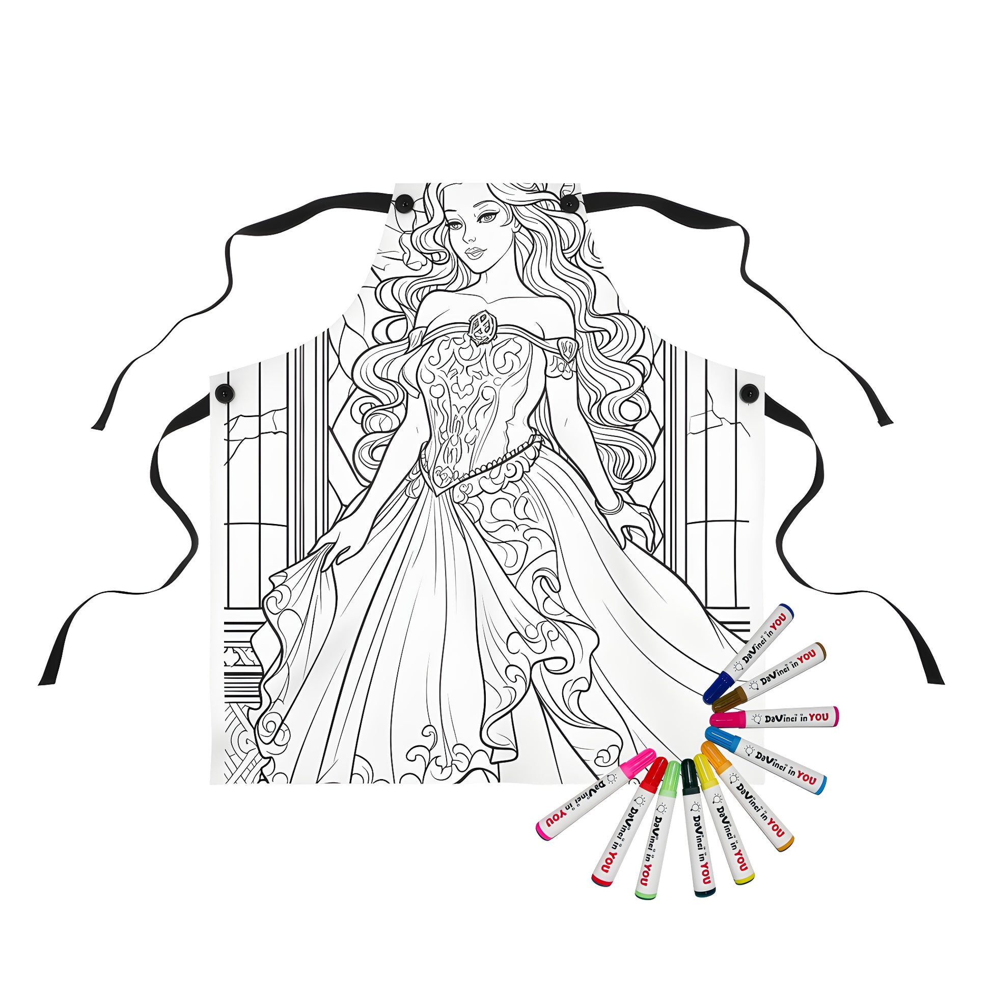 Apron with elegant princess illustration