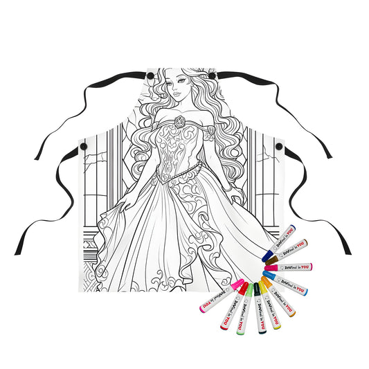 Apron with elegant princess illustration