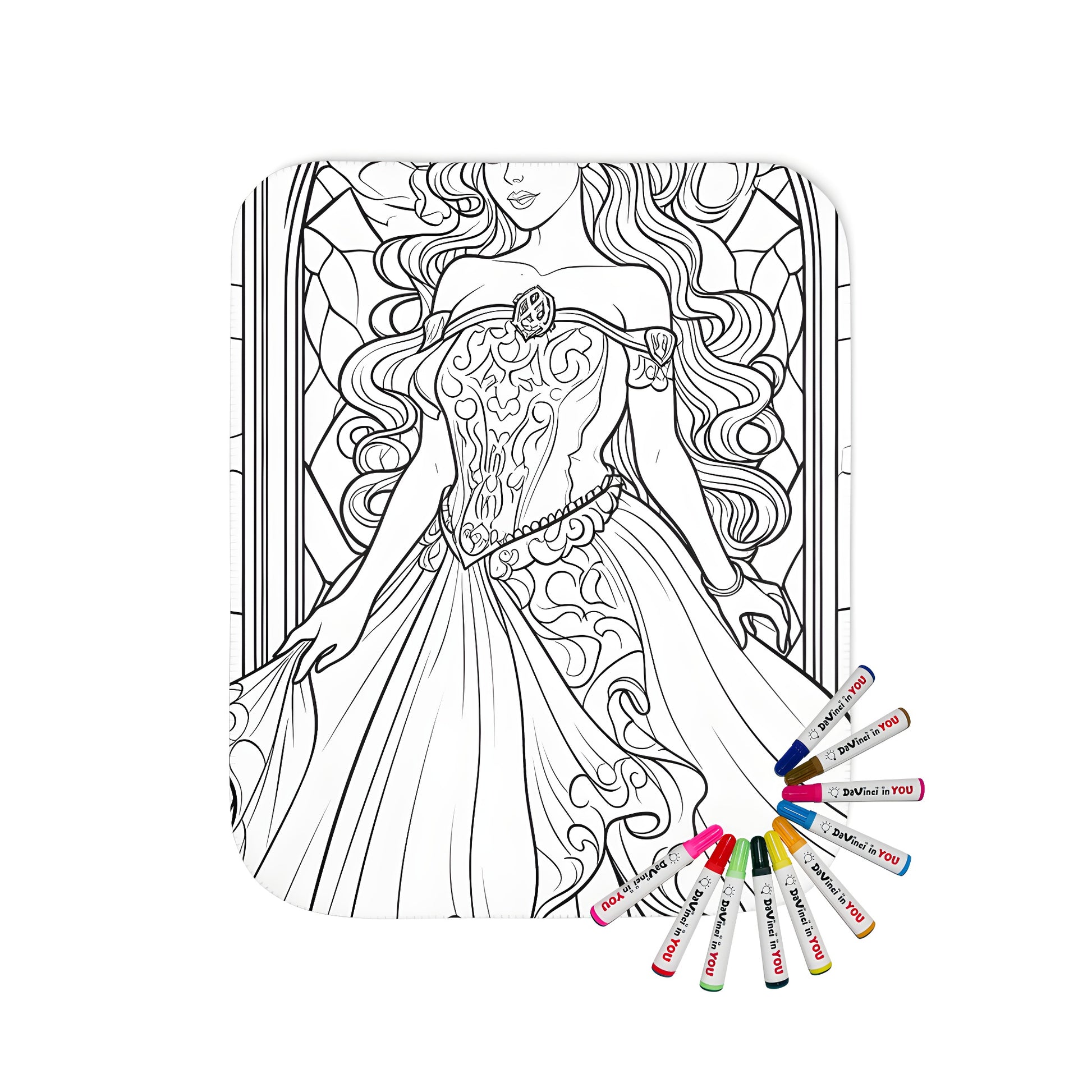 Blanket with elegant princess design, featuring a detailed illustration of royalty