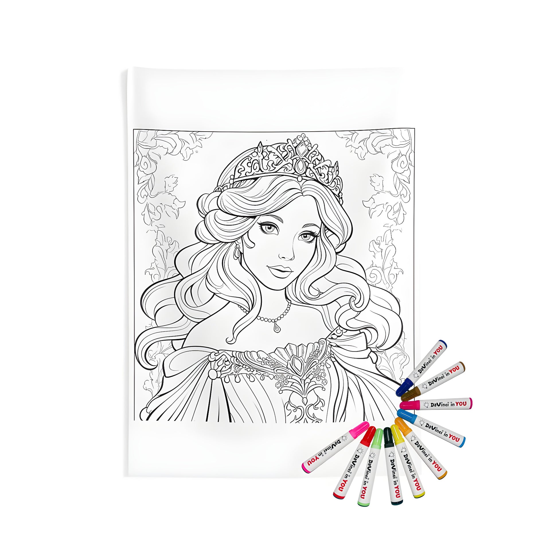 Indoor wall tapestries coloring kit with fabric markers - royal princess art decor