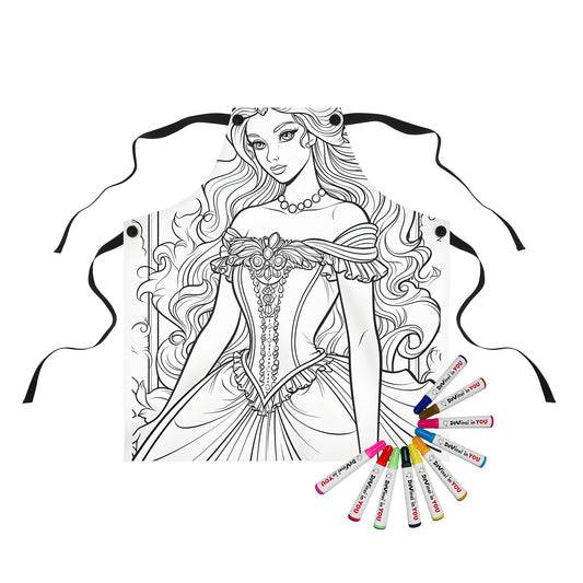 Colorful apron featuring beautiful princess illustration