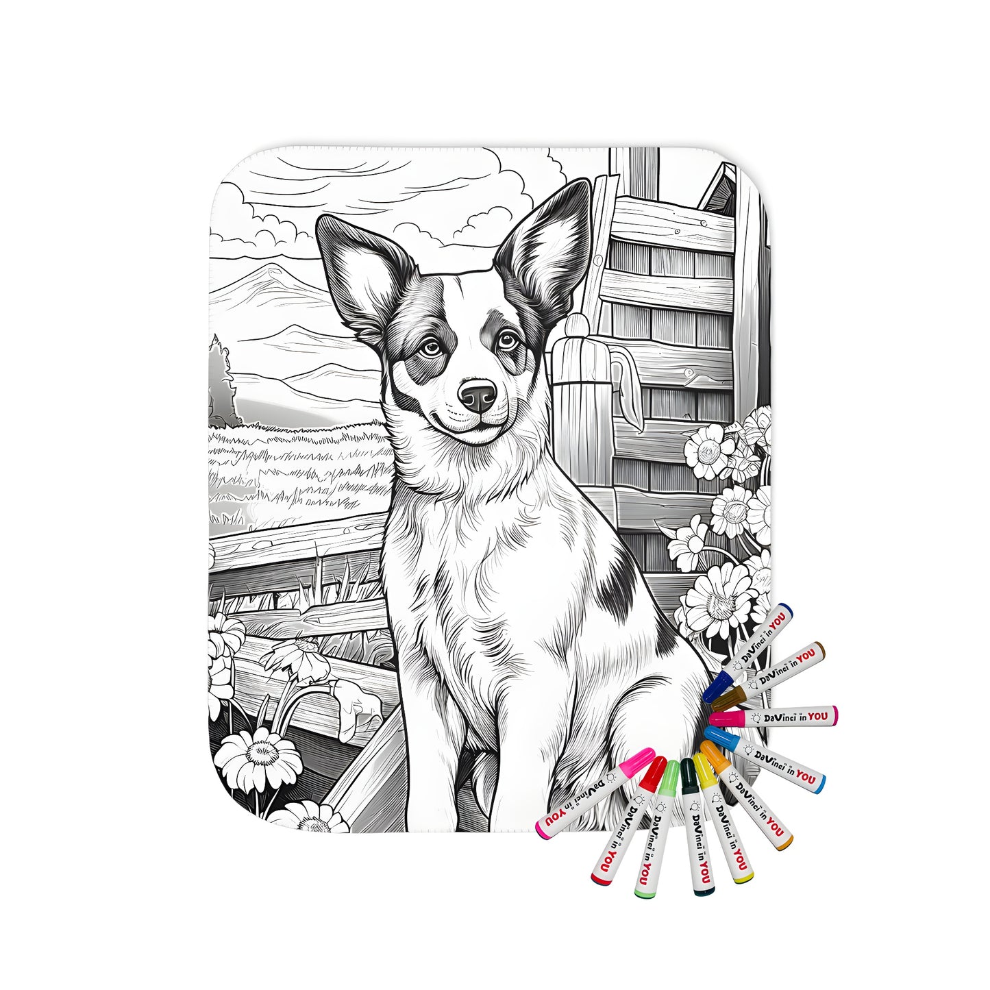 Blanket Coloring Kit with 10 Fabric Markers - Dog